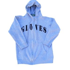 VTG Grenade Gloves Zip Up Hoodie Heather Grey  Size Small